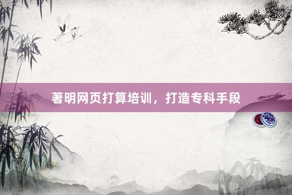 著明网页打算培训，打造专科手段