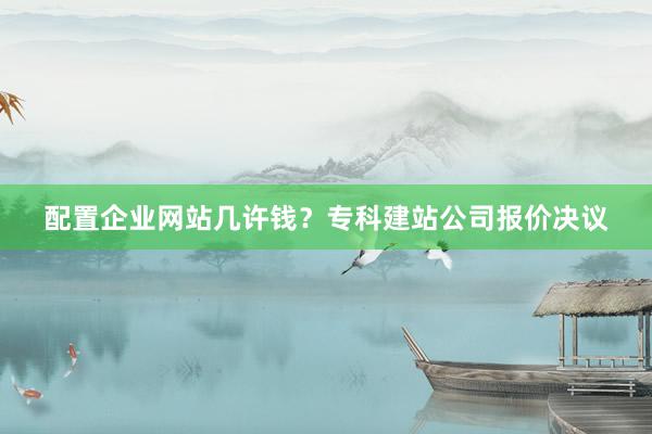 配置企业网站几许钱？专科建站公司报价决议