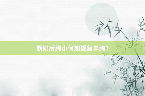 断奶后胸小何如规复丰胸？